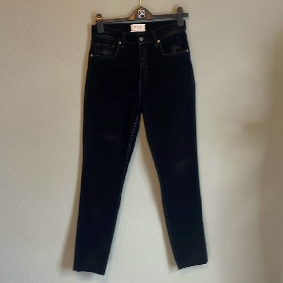 EUC Free People We the Free- black velvet high waist button fly pants - Picture 8 of 10